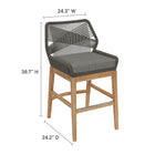 Modway Wellspring Outdoor Patio Teak and Rope Counter Stool