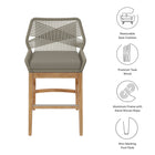 Modway Wellspring Outdoor Patio Teak and Rope Counter Stool