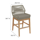 Modway Wellspring Outdoor Patio Teak and Rope Counter Stool