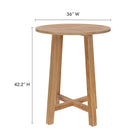Modway Wellspring 36" Outdoor Patio Teak Wood Bar Table