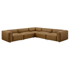 Modway Auren 5-Piece Upholstered Vegan Leather Modular L-Shaped Sofa  
