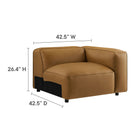 Modway Auren 5-Piece Upholstered Vegan Leather Modular L-Shaped Sofa