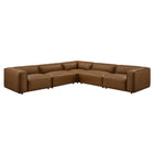 Modway Auren 5-Piece Upholstered Vegan Leather Modular L-Shaped Sofa  