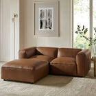Modway Auren 3-Piece Upholstered Vegan Leather Modular Loveseat with Ottoman