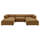Modway Auren 5-Piece Upholstered Vegan Leather Modular U-Shaped Sofa  