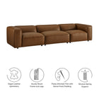 Modway Auren 3-Piece Upholstered Vegan Leather Modular Sofa