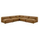 Modway Auren 5-Piece Upholstered Armless L-Shaped Vegan Leather Modular Sofa  