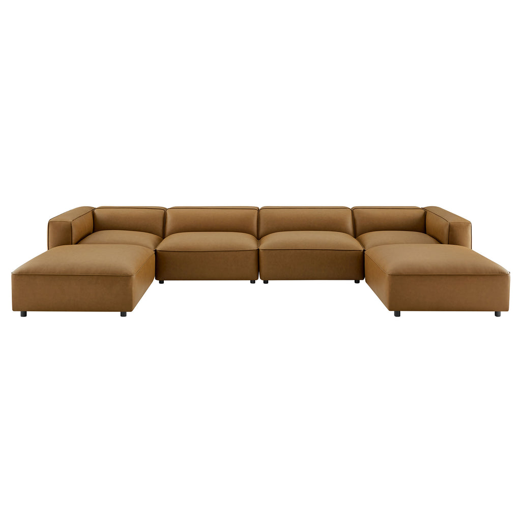 Modway Auren 6-Piece Upholstered Vegan Leather Modular Sofa  