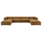 Modway Auren 6-Piece Upholstered Vegan Leather Modular Sofa  