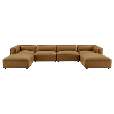 Modway Auren 6-Piece Upholstered Vegan Leather Modular Sofa  