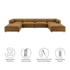 Modway Auren 6-Piece Upholstered Vegan Leather Modular Sofa