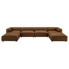 Modway Auren 6-Piece Upholstered Vegan Leather Modular Sofa  