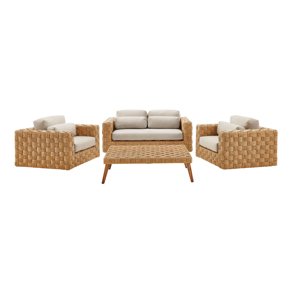Modway Thames 4-Piece Outdoor Patio Wicker Outdoor Patio Rattan Furniture Set  