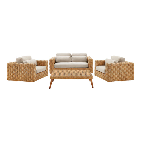 Modway Thames 4-Piece Outdoor Patio Wicker Outdoor Patio Rattan Furniture Set  
