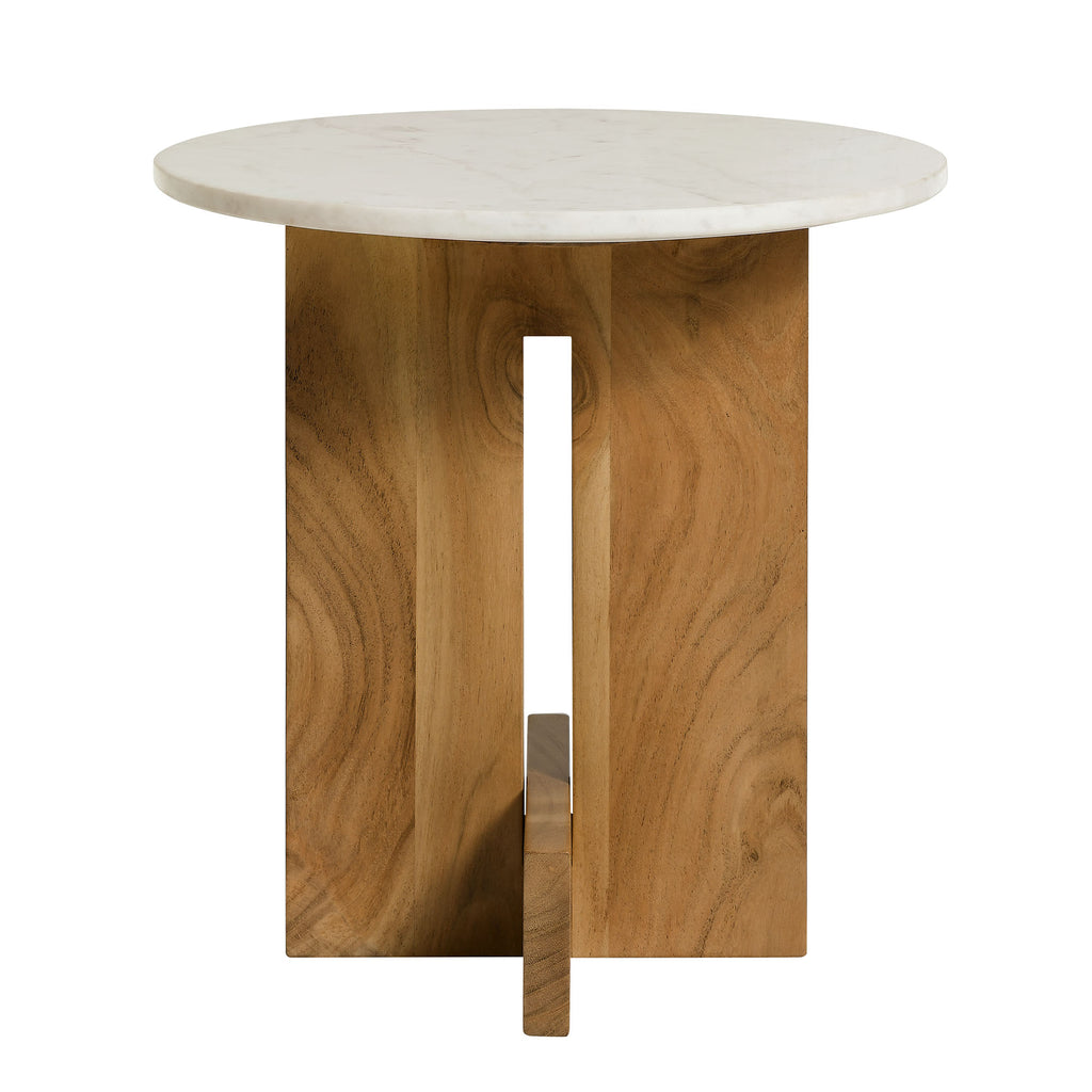 Modway Tarin Acacia Wood and Marble Side Table  