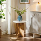 Modway Tarin Acacia Wood and Marble Side Table