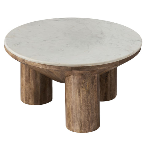 Modway Ellison 33" Round Wood Coffee Table With Marble Top  