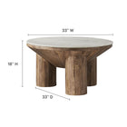 Modway Ellison 33" Round Wood Coffee Table With Marble Top