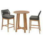 Modway Wellspring 3-Piece Outdoor Patio Teak Wood Bar Set  