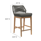 Modway Wellspring 3-Piece Outdoor Patio Teak Wood Bar Set