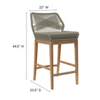 Modway Wellspring 3-Piece Outdoor Patio Teak Wood Bar Set