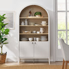 Modway Nolan 74" Tall Wide Arched Storage Display Cabinet Bookshelf