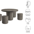 Modway Brion Indoor - Outdoor Patio Concrete 5 Piece Dining Table Set