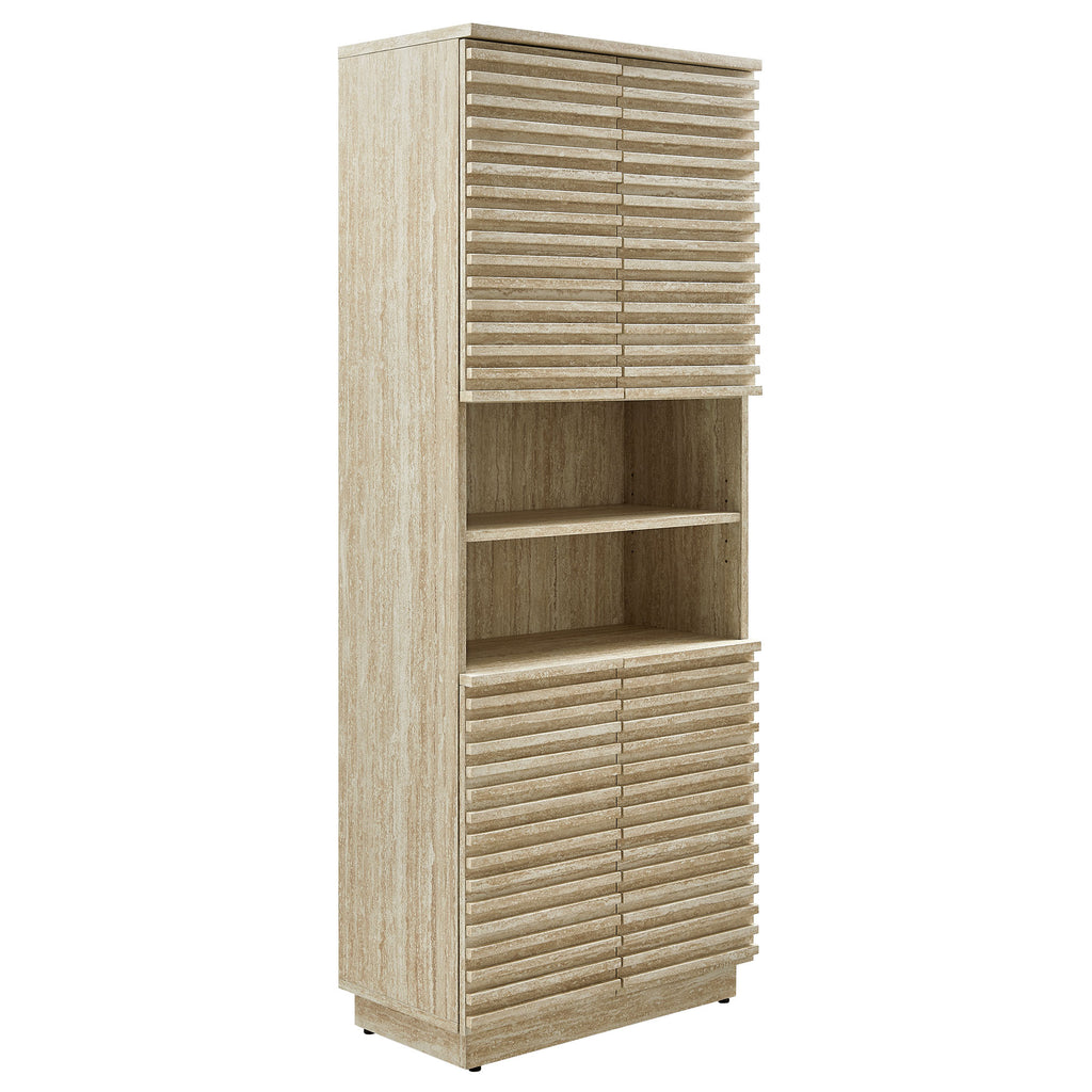 Modway Render Tall Faux Travertine Linen Storage Cabinet  