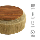 Modway Maris Seagrass and Wood Coffee Table
