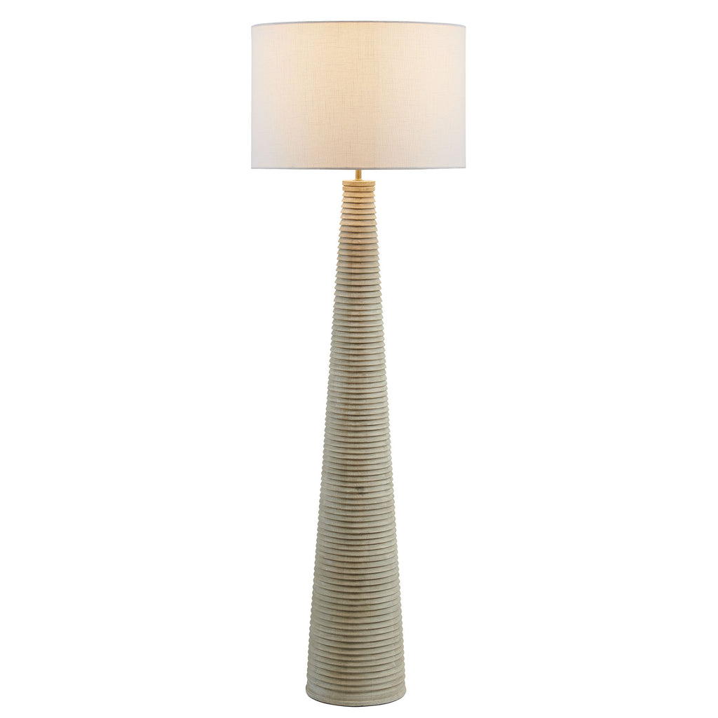 Modway Saylor Carved Ribbed Wood Floor Lamp With Drum Shade  