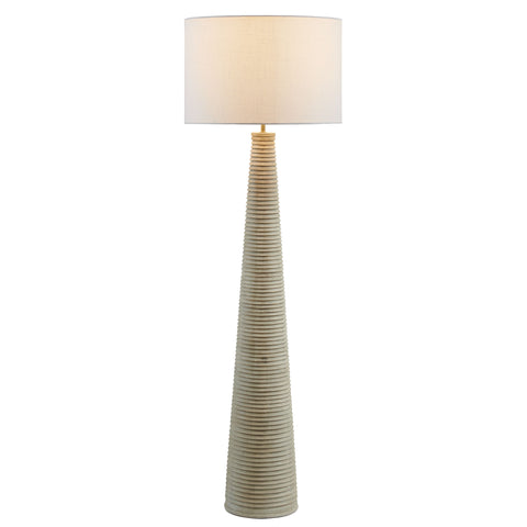 Modway Saylor Carved Ribbed Wood Floor Lamp With Drum Shade  