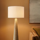 Modway Saylor Carved Ribbed Wood Floor Lamp With Drum Shade