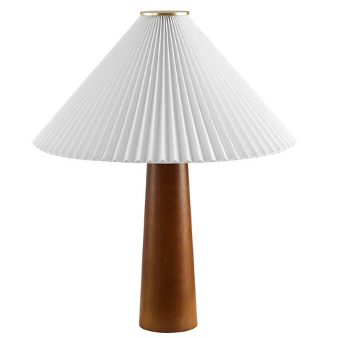 Modway Jessica Wooden Base Table Lamp With Pleated Fabric Shade  