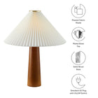 Modway Jessica Wooden Base Table Lamp With Pleated Fabric Shade