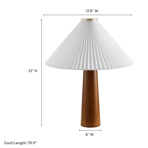 Modway Jessica Wooden Base Table Lamp With Pleated Fabric Shade  