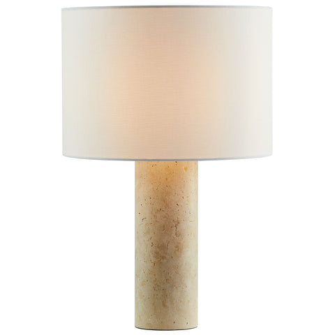 Modway Zenith Travertine Table Lamp With Fabric Drum Shade  
