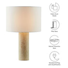 Modway Zenith Travertine Table Lamp With Fabric Drum Shade