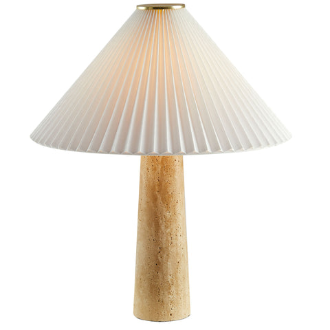 Modway Cove Travertine Table Lamp With Pleated Shade  