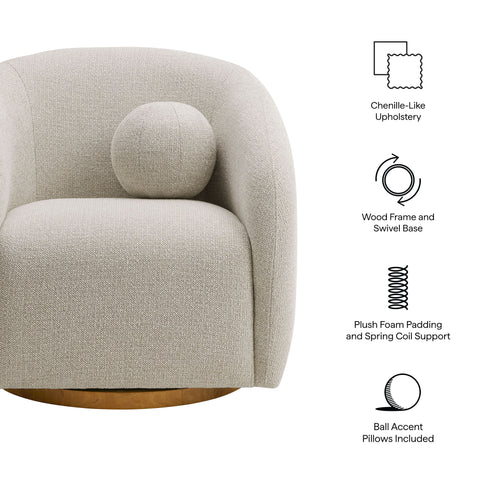 Modway Holland Swivel Chenille Fabric Armchair  