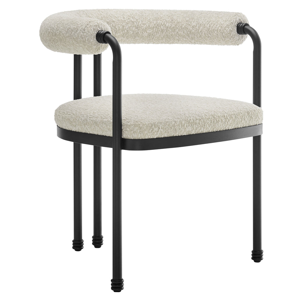 Modway Turin Curved Back Boucle and Metal Dining Accent Chair  