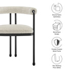Modway Turin Curved Back Boucle and Metal Dining Accent Chair