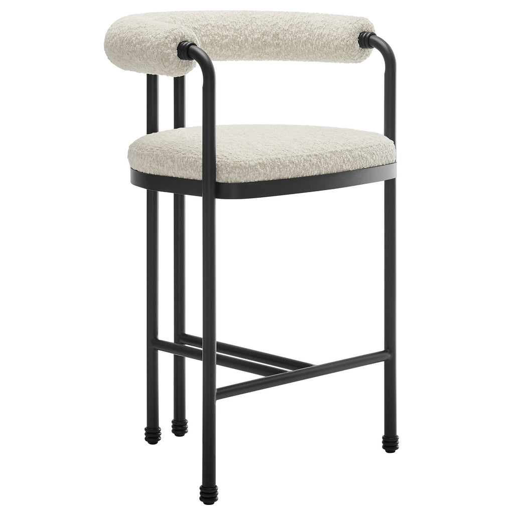 Modway Turin Curved Back Boucle and Metal Counter Stool  