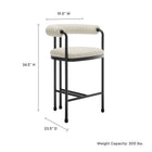 Modway Turin Curved Back Boucle and Metal Counter Stool