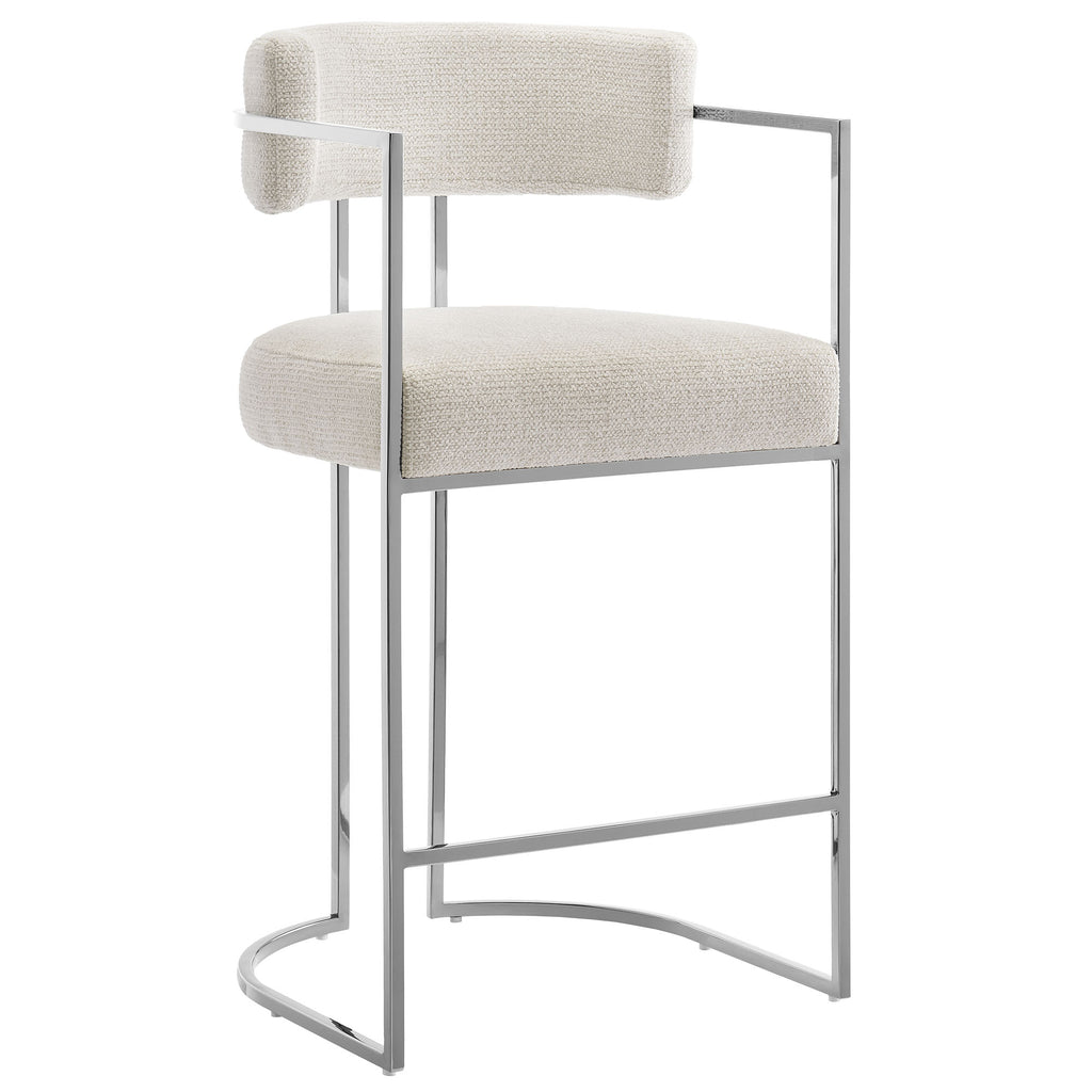 Modway Huron Curved Back Fabric and Metal Counter Stool  