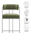 Modway Huron Curved Back Fabric and Metal Counter Stool