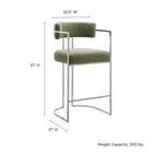 Modway Huron Curved Back Fabric and Metal Counter Stool