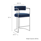 Modway Huron Curved Back Fabric and Metal Counter Stool