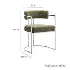 Modway Huron Curved Back Fabric and Metal Dining Accent Chair
