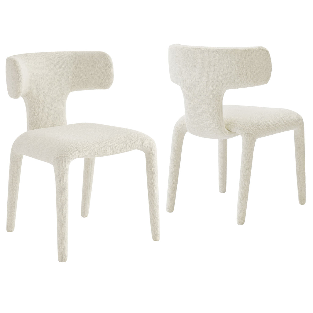 Modway Stellan Curved Back Boucle Upholstered Dining Chair Set of 2  
