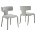 Modway Stellan Curved Back Boucle Upholstered Dining Chair Set of 2  